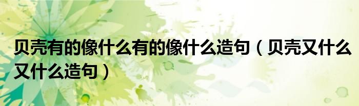 贝壳有的像什么有的像什么造句（贝壳又什么又什么造句）