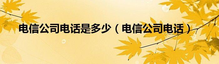 电信公司电话是多少（电信公司电话）