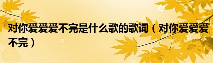 对你爱爱爱不完是什么歌的歌词（对你爱爱爱不完）