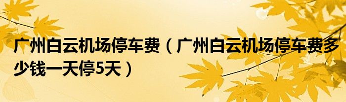 广州白云机场停车费（广州白云机场停车费多少钱一天停5天）