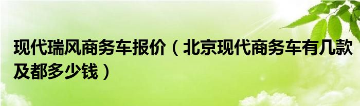 现代瑞风商务车报价（北京现代商务车有几款及都多少钱）