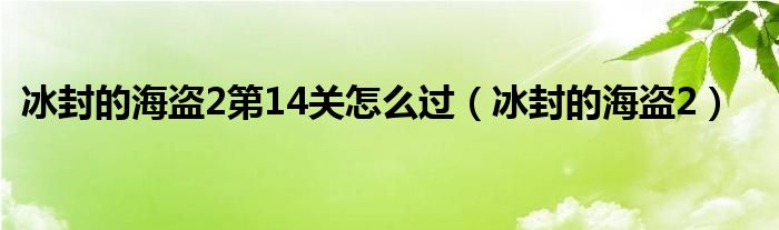 冰封的海盗2第14关怎么过（冰封的海盗2）