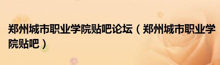 郑州城市职业学院贴吧论坛（郑州城市职业学院贴吧）