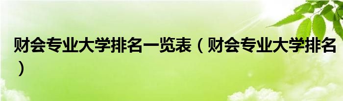 财会专业大学排名一览表（财会专业大学排名）