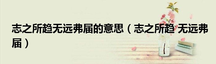 志之所趋无远弗届的意思（志之所趋 无远弗届）