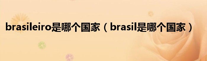 brasileiro是哪个国家（brasil是哪个国家）